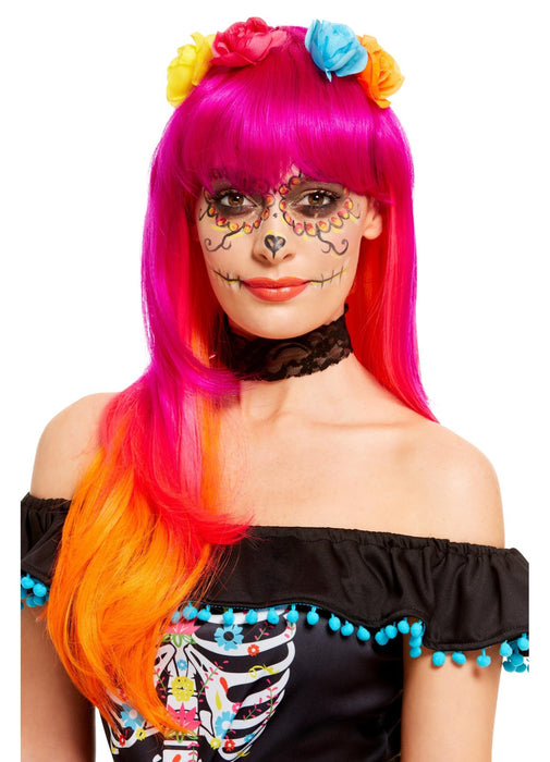 Day of the Dead Flower Wig