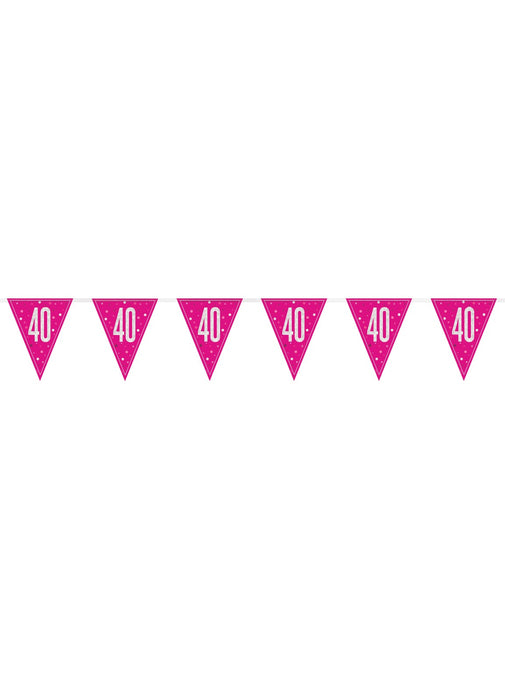 Pink Glitz Age 40 Flag Banner