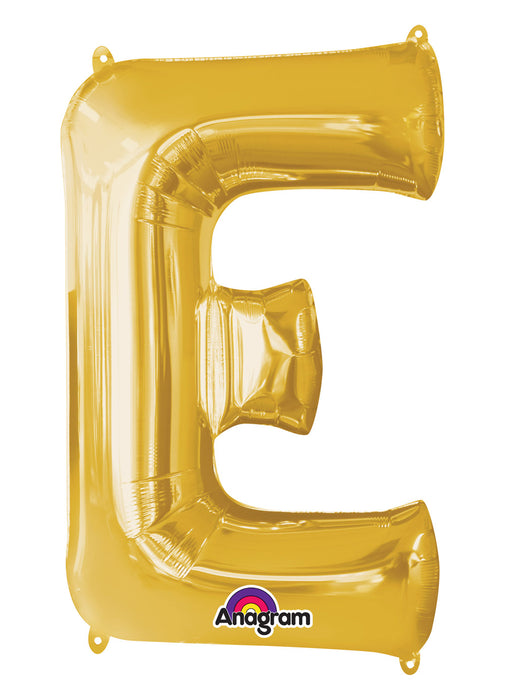 Letter E Gold Air Filled Balloon