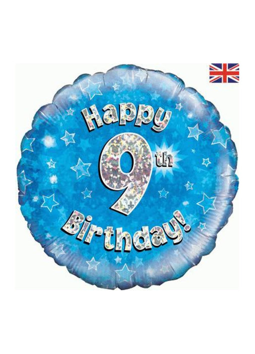 Blue Happy 9th Birthday Foil Balloon