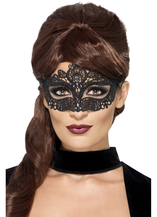 Black Embroidered Lace Eyemask