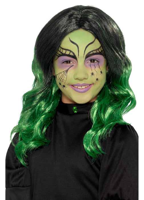 Green & Black Kid's Witch Wig