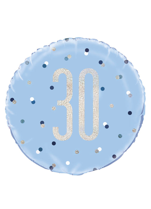 Blue Glitz Age 30 Foil Balloon