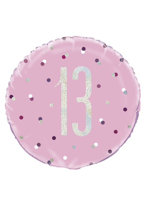 Pink Glitz 13th Birthday Foil Balloon