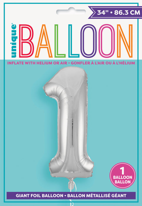 Number 1 Silver Foil Balloon