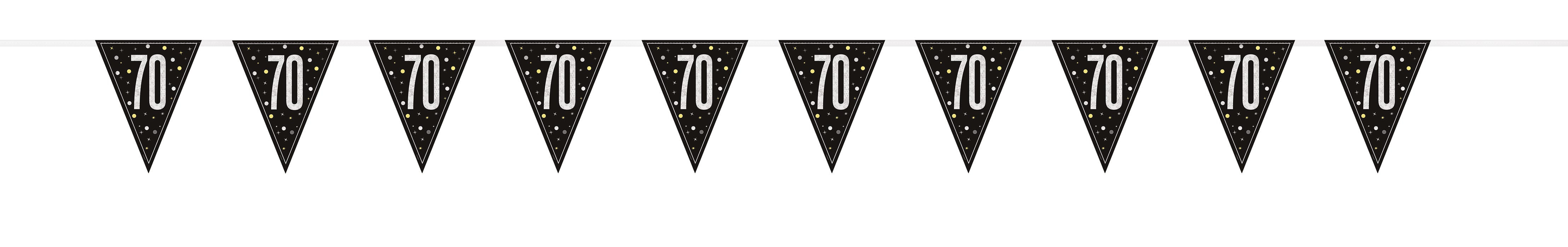 Black Glitz 70th Birthday Flag Banner