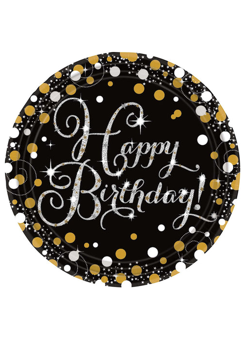 Gold Celebration Birthday Plates 8pk