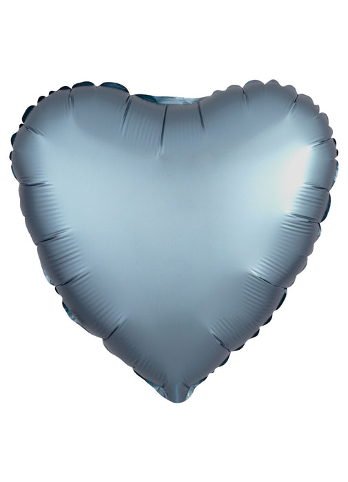 Silk Lustre Steel Blue Heart Balloon
