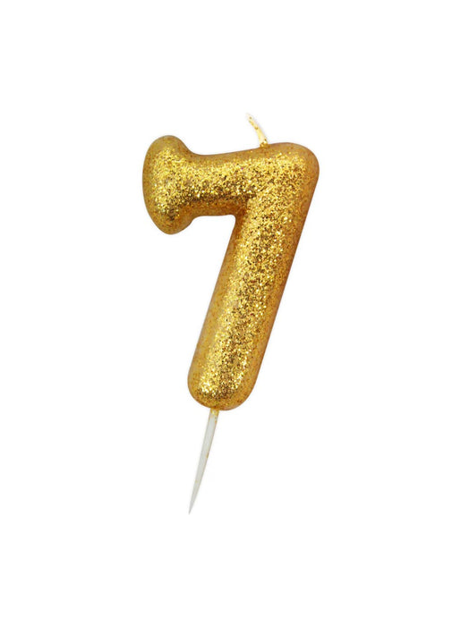 Gold Glitter Number 7 Candle
