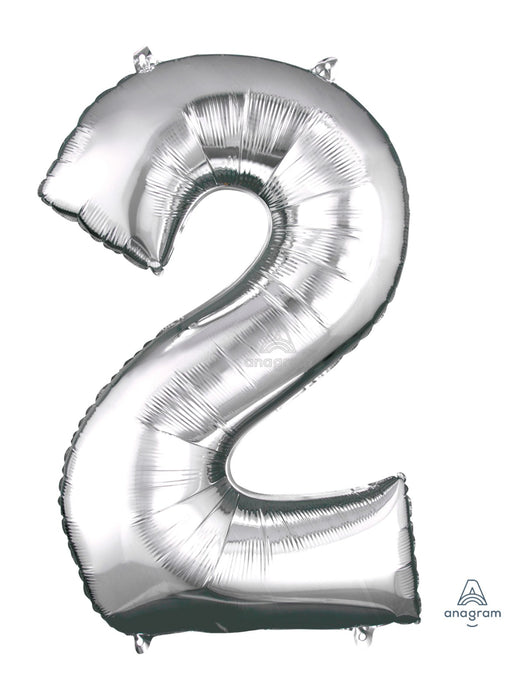 Number 2 Silver Foil Balloon