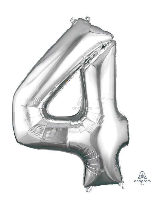 Number 4 Silver Foil Balloon