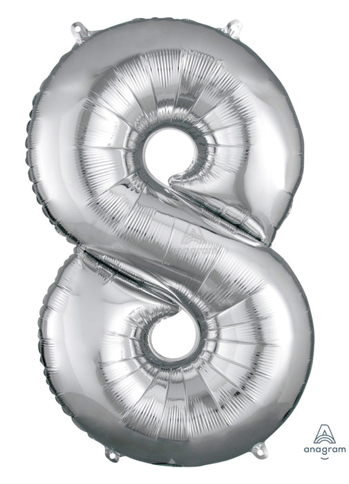 Number 8 Silver Foil Balloon