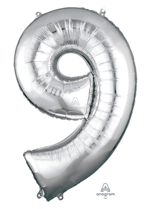 Number 9 Silver Foil Balloon