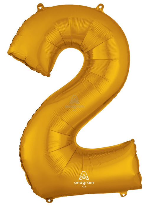 Number 2 Gold Foil Balloon