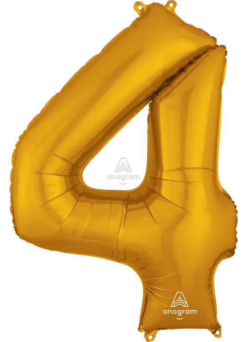 Number 4 Gold Foil Balloon