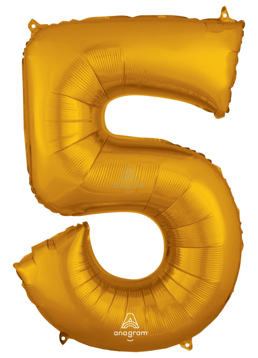 Number 5 Gold Foil Balloon