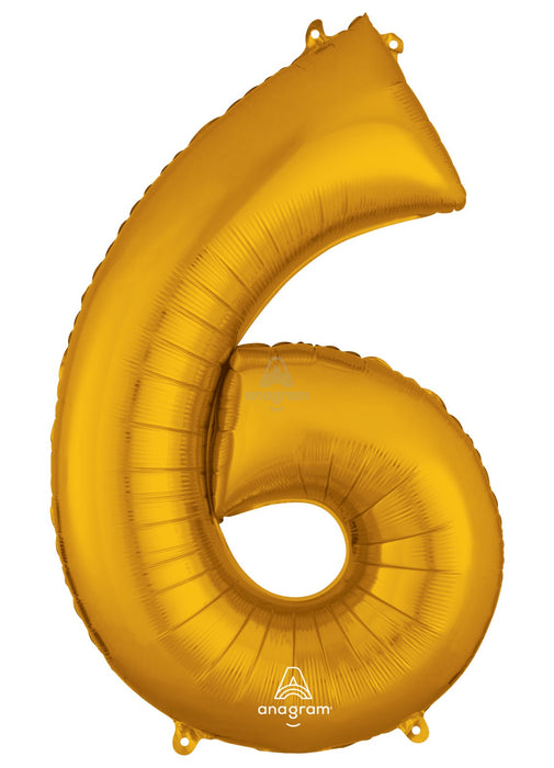 Number 6 Gold Foil Balloon