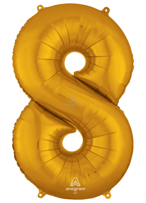 Number 8 Gold Foil Balloon