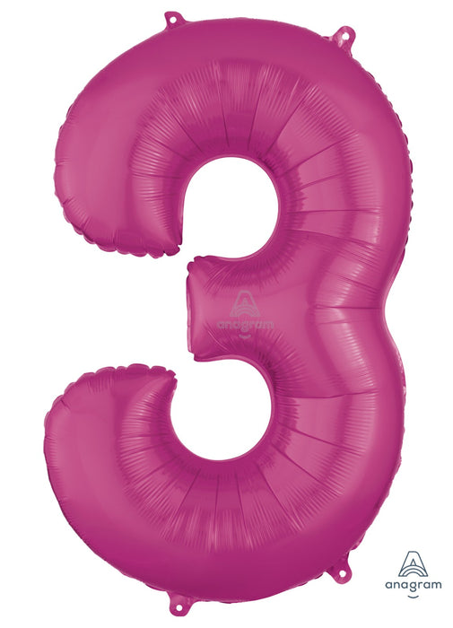 Number 3 Pink Foil Balloon