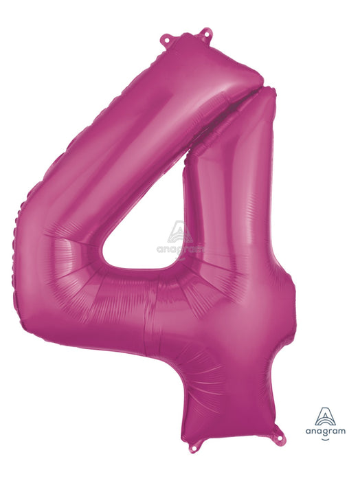 Number 4 Pink Foil Balloon
