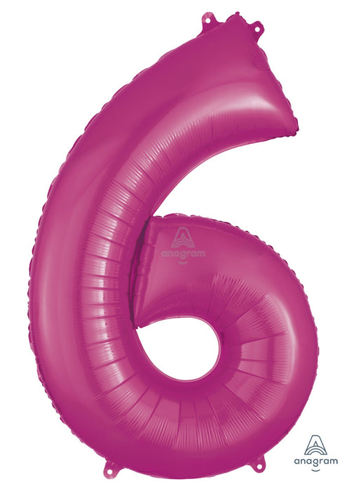 Number 6 Pink Foil Balloon