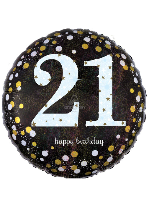 Gold Sparkle 21st Birthday Balloon