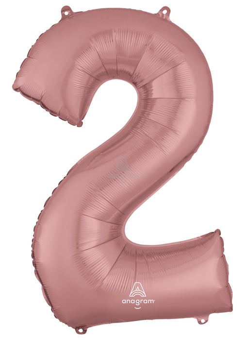 Number 2 Rose Gold Foil Balloon