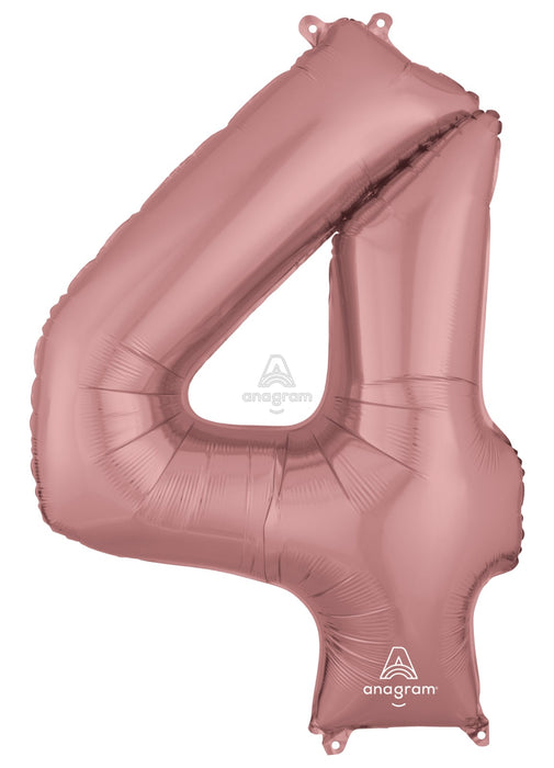 Number 4 Rose Gold Foil Balloon