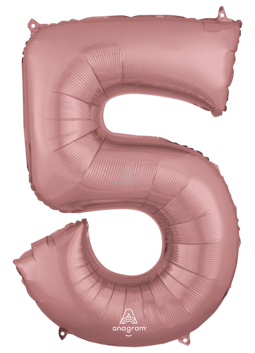 Number 5 Rose Gold Foil Balloon