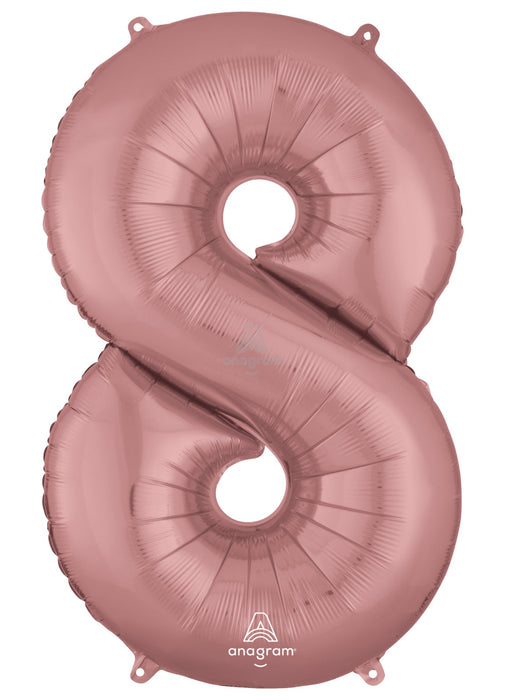 Number 8 Rose Gold Foil Balloon