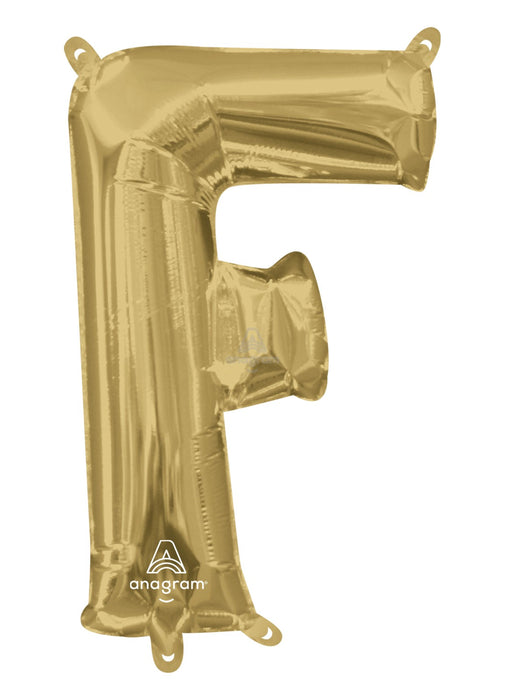 Letter F White Gold Air Filled Balloon