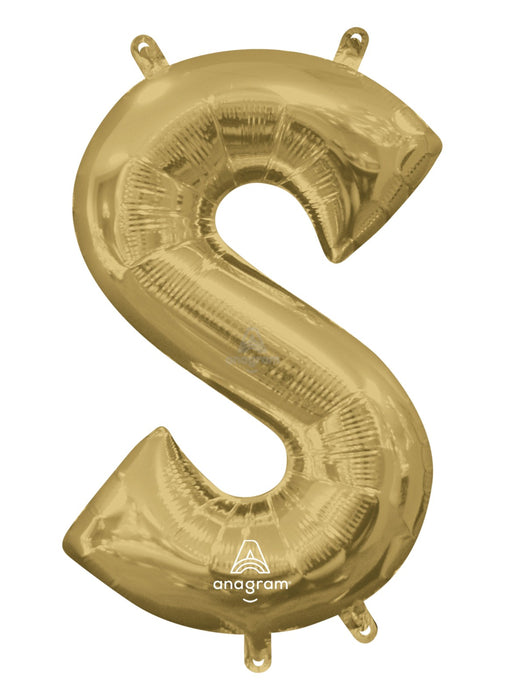 Letter S White Gold Air Filled Balloon