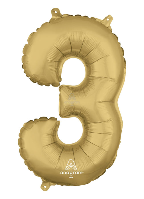 Number 3 White Gold Air Filled Balloon