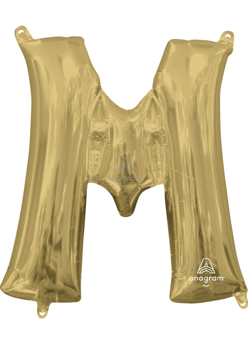 Letter M White Gold Air Filled Balloon