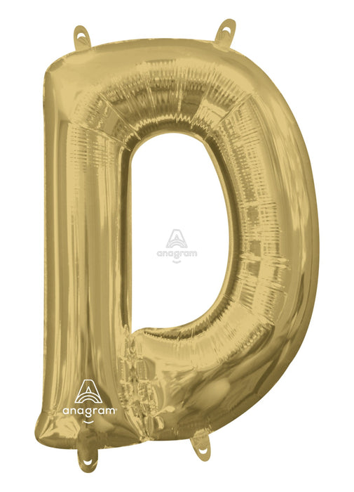 Letter D White Gold Air Filled Balloon