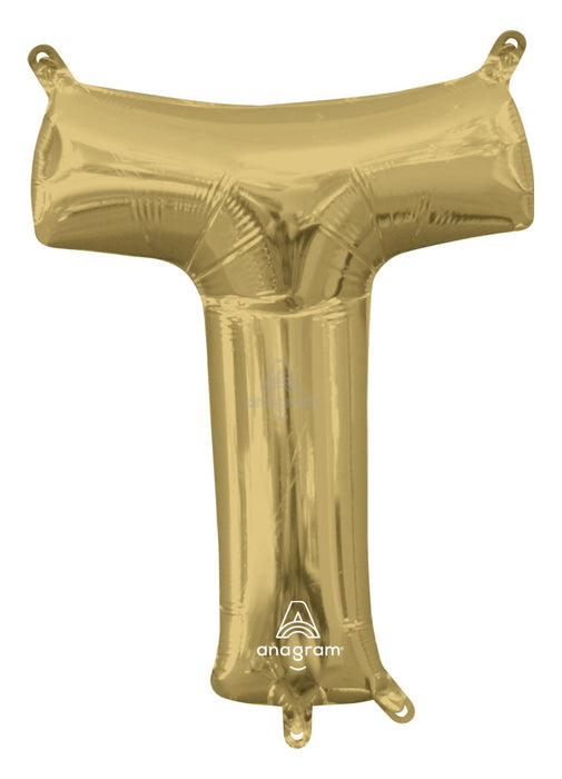 Letter T White Gold Air Filled Balloon