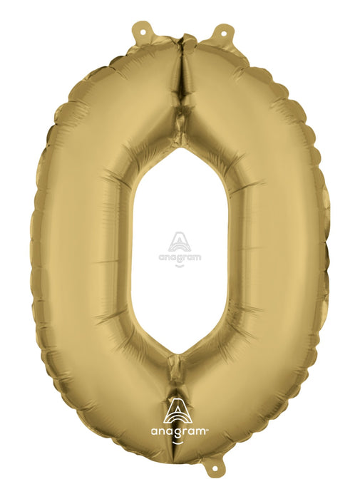 Number 0 White Gold Air Filled Balloon