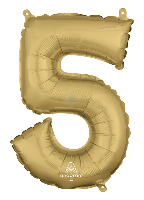 Number 5 White Gold Air Filled Balloon