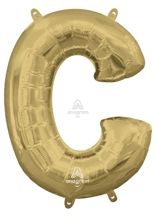 Letter C White Gold Air Filled Balloon