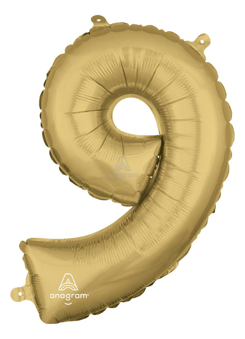 Number 9 White Gold Air Filled Balloon