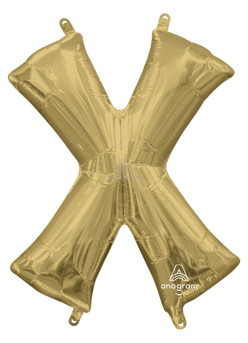 Letter X White Gold Air Filled Balloon