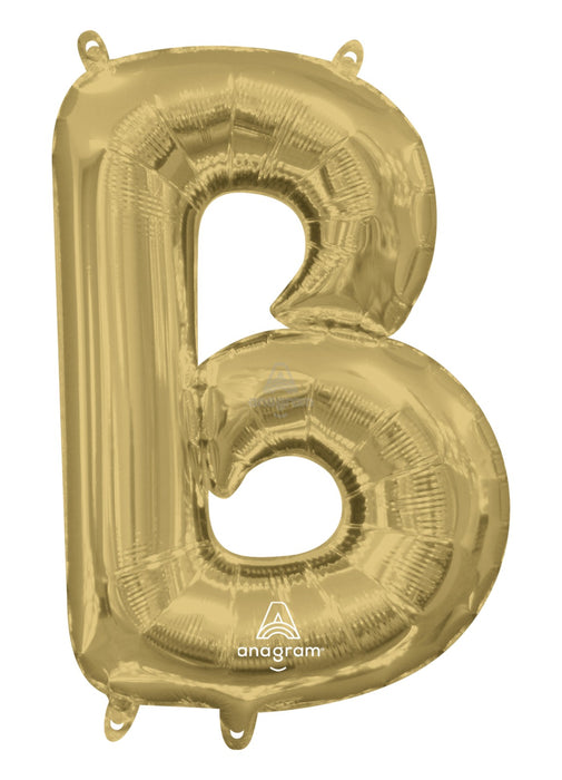 Letter B White Gold Air Filled Balloon