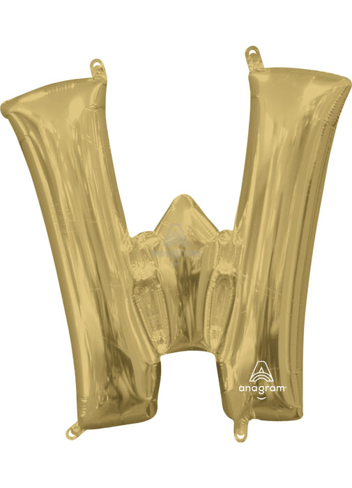 Letter W White Gold Air Filled Balloon