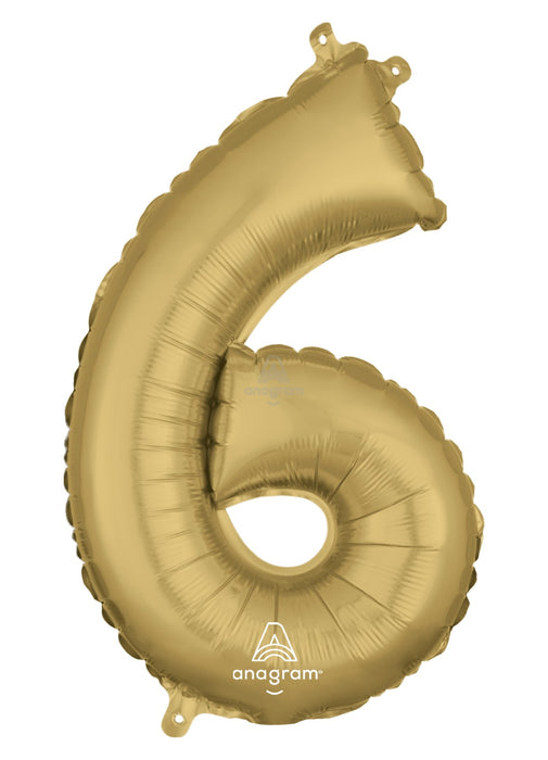 Number 6 White Gold Air Filled Balloon