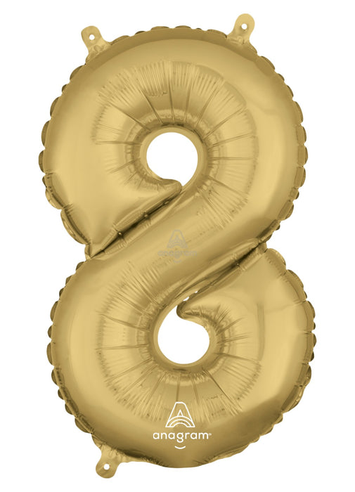 Number 8 White Gold Air Filled Balloon