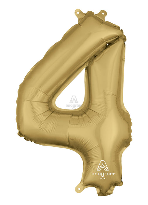 Number 4 White Gold Air Filled Balloon