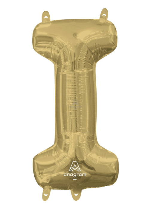 Letter I White Gold Air Filled Balloon