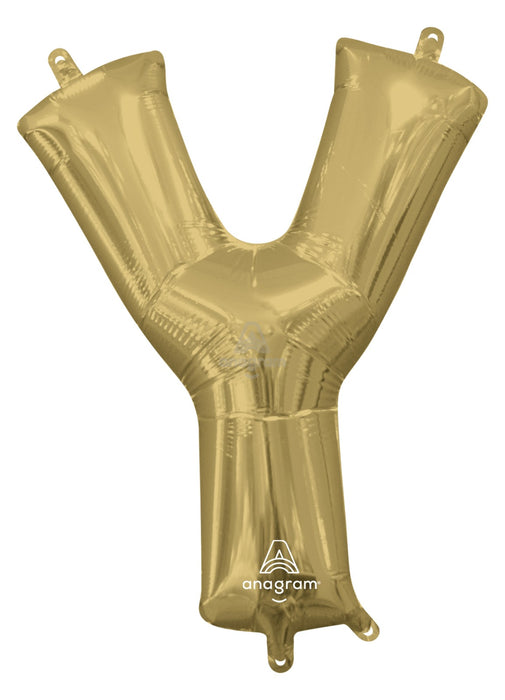 Letter Y White Gold Air Filled Balloon