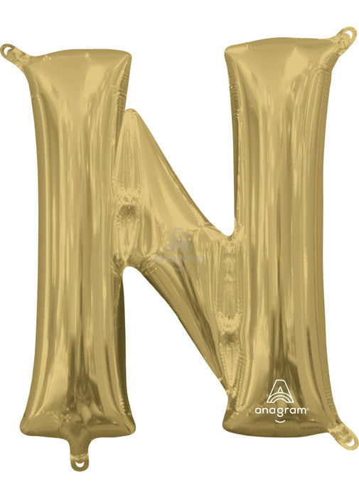 Letter N White Gold Air Filled Balloon