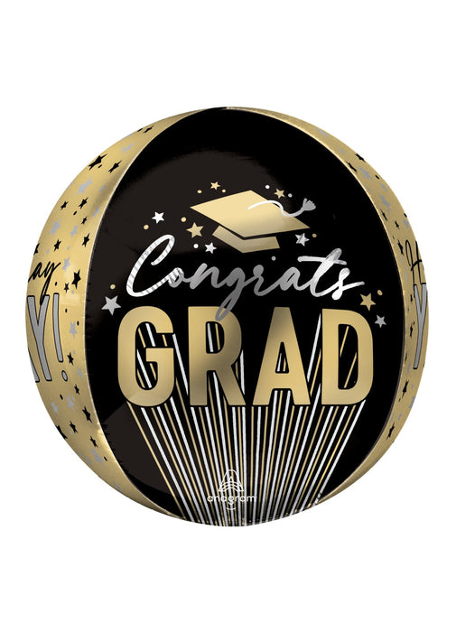 Congrats Grad Gold Orbz Balloon